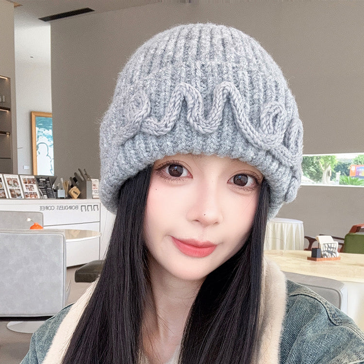 流行帽子 |秋冬新款大頭圍顯臉小帽子女美式復古毛線帽刺繡保暖針織帽男冷帽「C5568」25.09-2