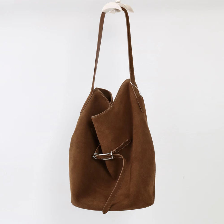 質感真皮｜2025新磨砂牛皮托特包hobo腋下包皮帶裝飾餃子水桶包百搭單肩包「6185S」25.11-2