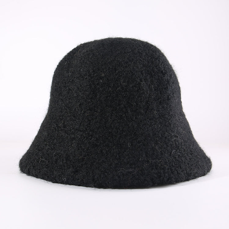 流行帽子｜秋冬新款帽子女純色簡約漁夫帽戶外百搭顯臉小羊毛盆帽保暖水桶帽「C5894」25.12-2