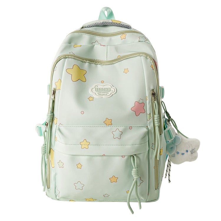 致青春｜日系ins高顏值雙肩包小清新甜美星星背包初高中生輕便大容量書包「2077-133」25.10-4