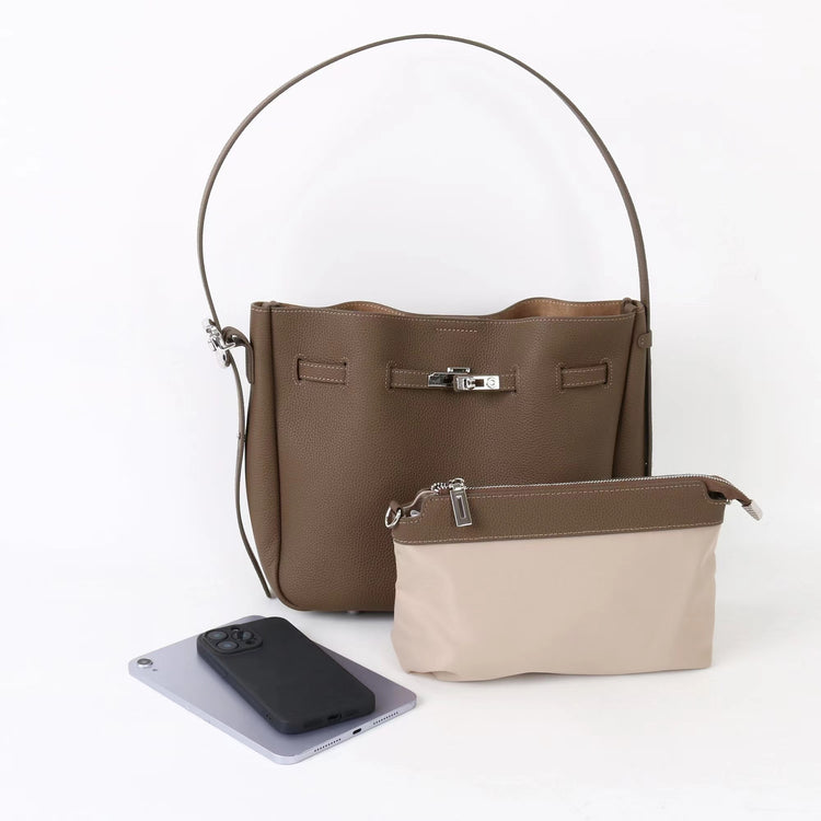 質感真皮｜2025新款頭層牛皮高級感單肩斜背手提水桶包大容量小眾百搭「OS53088」25.11-1