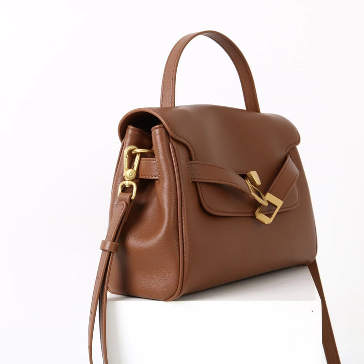 質感真皮｜2025新款通勤復古百搭單肩斜背包外出上班公文包女包時尚潮流單肩包「6191S」25.12-1