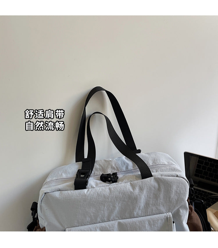 致青春｜韓版拼接撞色韓版布包2025新款高級感大容量通勤單肩斜背包「8831-130」25.11-2