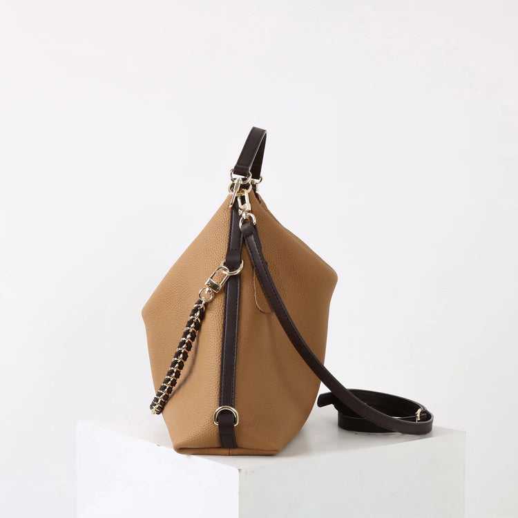 質感真皮｜2025新款潮流時尚百搭休閒頭層軟牛皮鏈條荔枝紋單肩包斜挎通勤托特包「6667」25.12-2