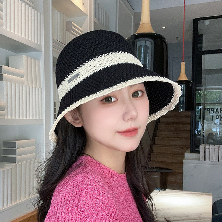 流行帽子｜夏季新款鏤空透氣帽子女編織草帽遮陽沙灘水桶帽海邊太陽帽子批發「C5038」25.05-2