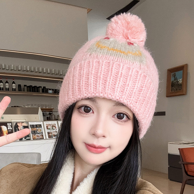 流行帽子 |2025新款可愛提花青蛙毛球毛線帽子女秋冬保暖護耳針織帽男套頭帽「C5569」25.09-2