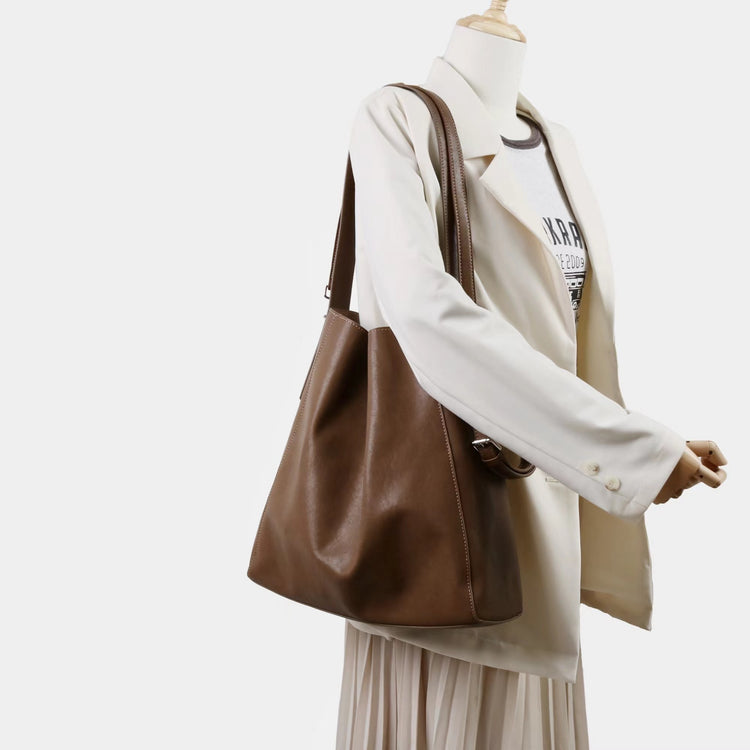 質感真皮｜2025新款高質感軟牛皮慵懶大容量通勤休閒斜挎包托特包時尚單肩腋下包「OS83316」25.10-4