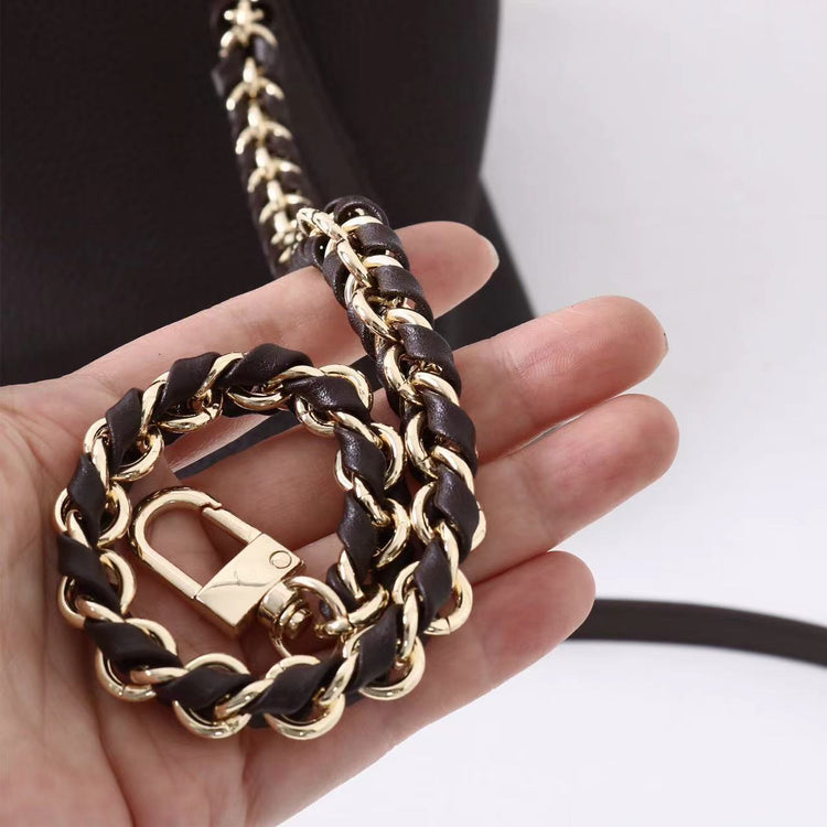 質感真皮｜2025新款潮流時尚百搭休閒頭層軟牛皮鏈條荔枝紋單肩包斜挎通勤托特包「6667」25.12-2