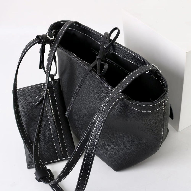 質感真皮｜2025新款牛皮復古時尚單肩手提包百搭高級感托特包子母包通勤極簡包「8271」25.11-2