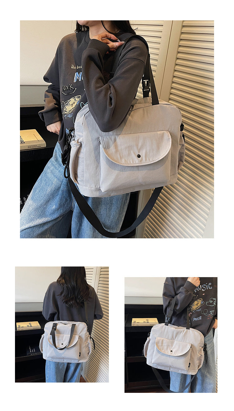 致青春｜韓版拼接撞色韓版布包2025新款高級感大容量通勤單肩斜背包「8831-130」25.11-2