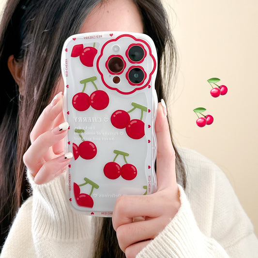 手機殼｜蘋果14/13Promax櫻桃iphone12適用11花孔波浪手機殼xr代發78「BQ4298」24.11-2