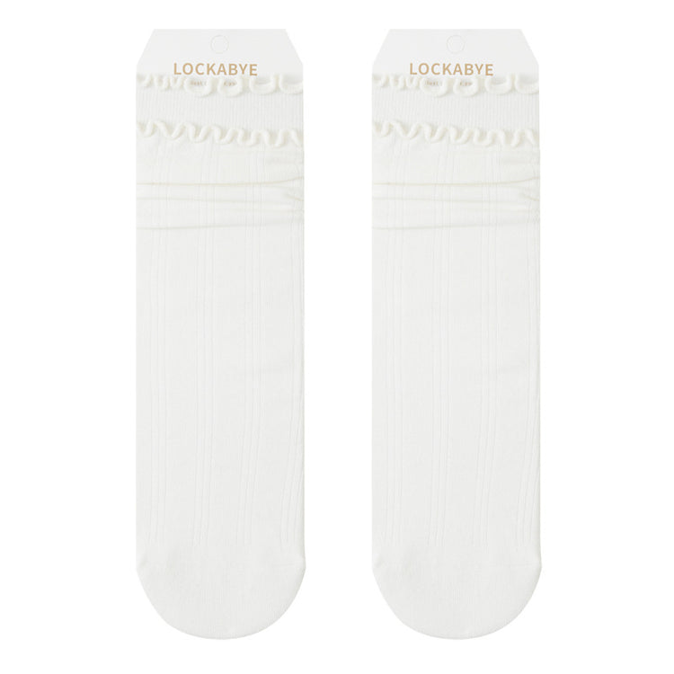 女襪｜10A抑菌襪子女棉質吸汗透氣彈力無骨中筒襪木耳邊親膚舒適堆堆襪「TY154」25.10-4