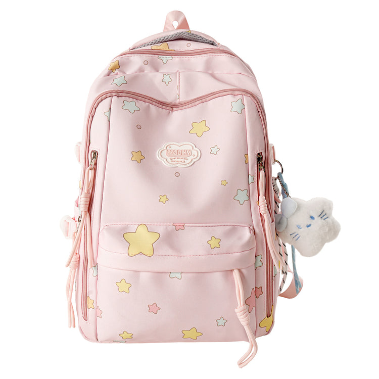 致青春｜日系ins高顏值雙肩包小清新甜美星星背包初高中生輕便大容量書包「2077-133」25.10-4