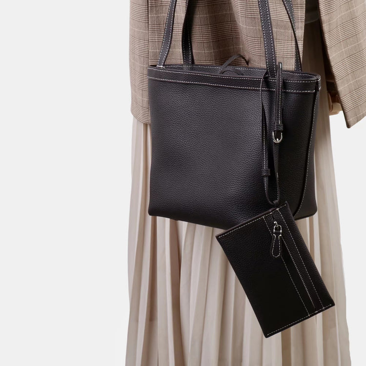 質感真皮｜2025新款牛皮復古時尚單肩手提包百搭高級感托特包子母包通勤極簡包「8271」25.11-2