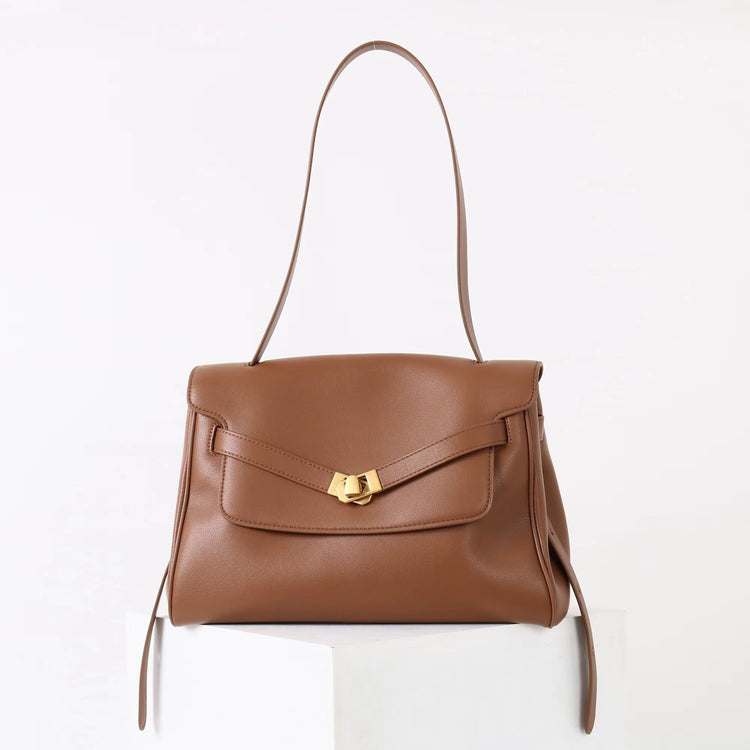 質感真皮｜2025新款通勤復古百搭單肩斜背包外出上班公文包女包時尚潮流單肩包「6191L」25.12-1