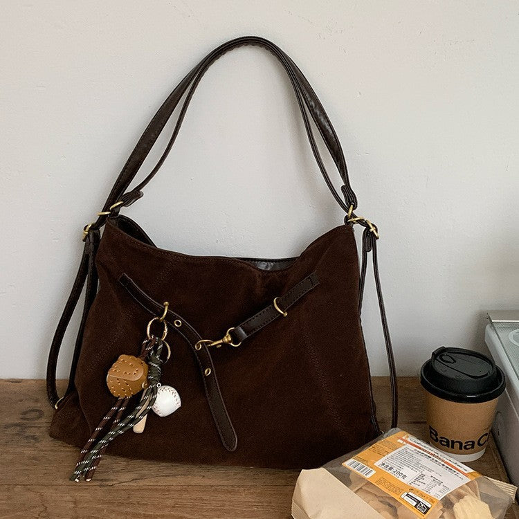 日韓流行｜秋冬新款麂皮絨多功能背包大容量休閒單肩斜挎通勤托特包雙肩背包「D9047」25.11-4