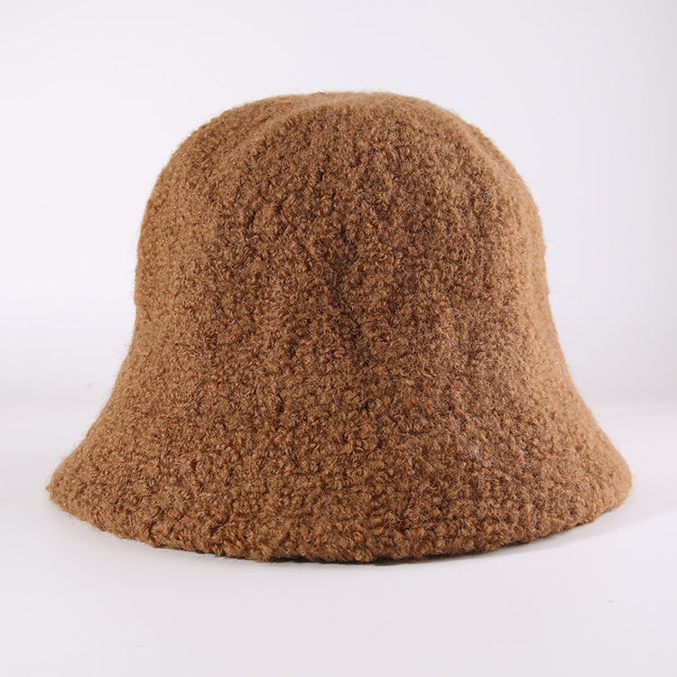 流行帽子｜秋冬新款帽子女純色簡約漁夫帽戶外百搭顯臉小羊毛盆帽保暖水桶帽「C5894」25.12-2