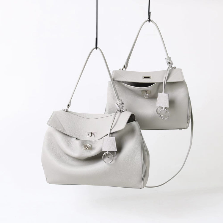 質感真皮｜2025新款togo牛皮B家同款鬆弛感大小號真皮鎖扣手提包單肩斜挎包「X5133 D5134」25.12-1