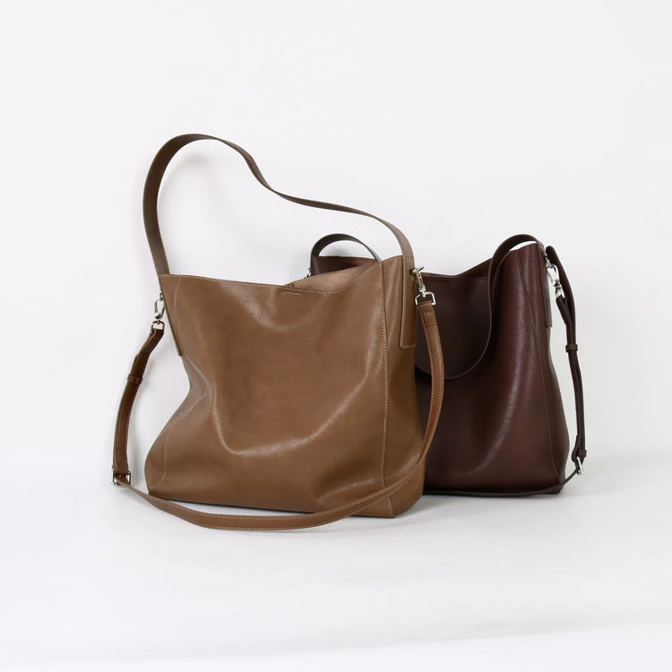 質感真皮｜2025新款高質感軟牛皮慵懶大容量通勤休閒斜挎包托特包時尚單肩腋下包「OS83316」25.10-4