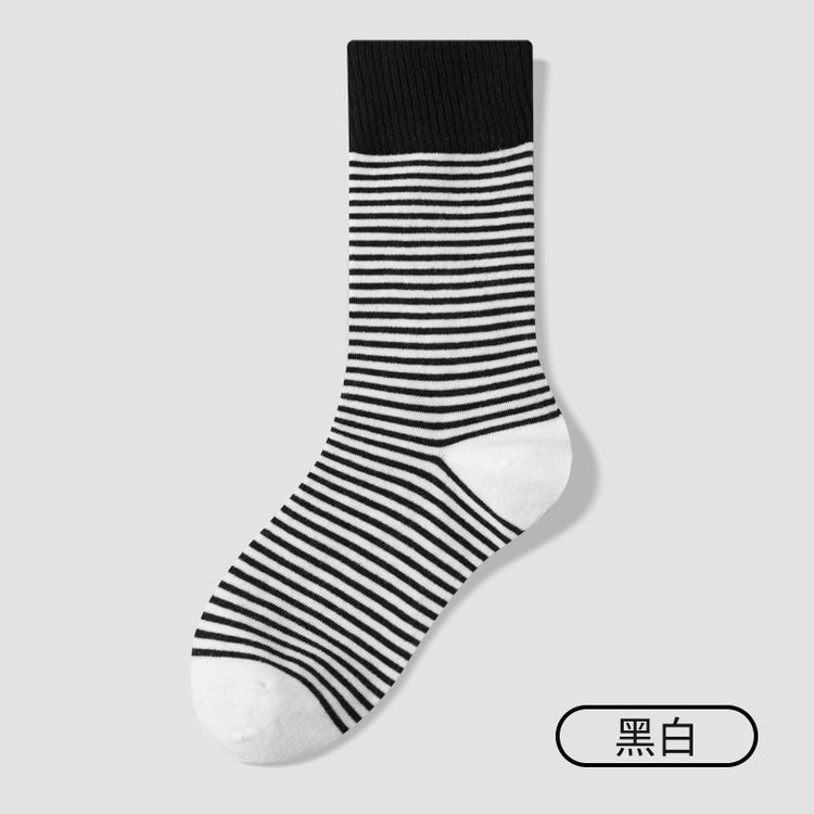 女襪｜美利奴羊毛襪子女冬季加厚保暖條紋中筒襪彈力無骨親膚舒適堆堆襪「TY139」25.10-4