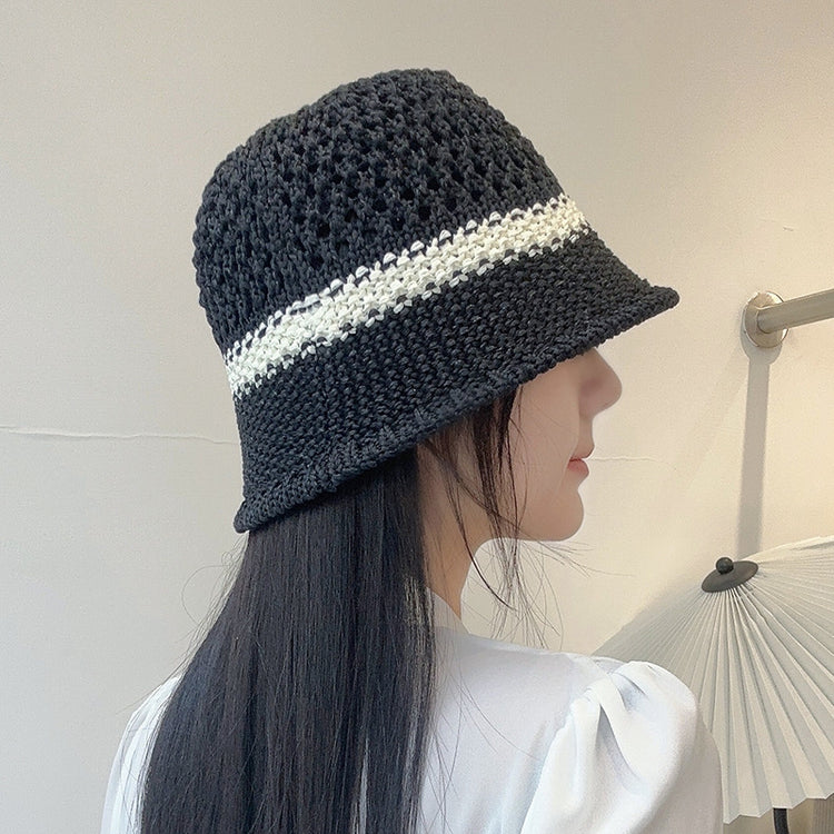 流行帽子｜夏季新款鏤空透氣帽子女編織草帽遮陽沙灘水桶帽海邊太陽帽子批發「C5038」25.05-2