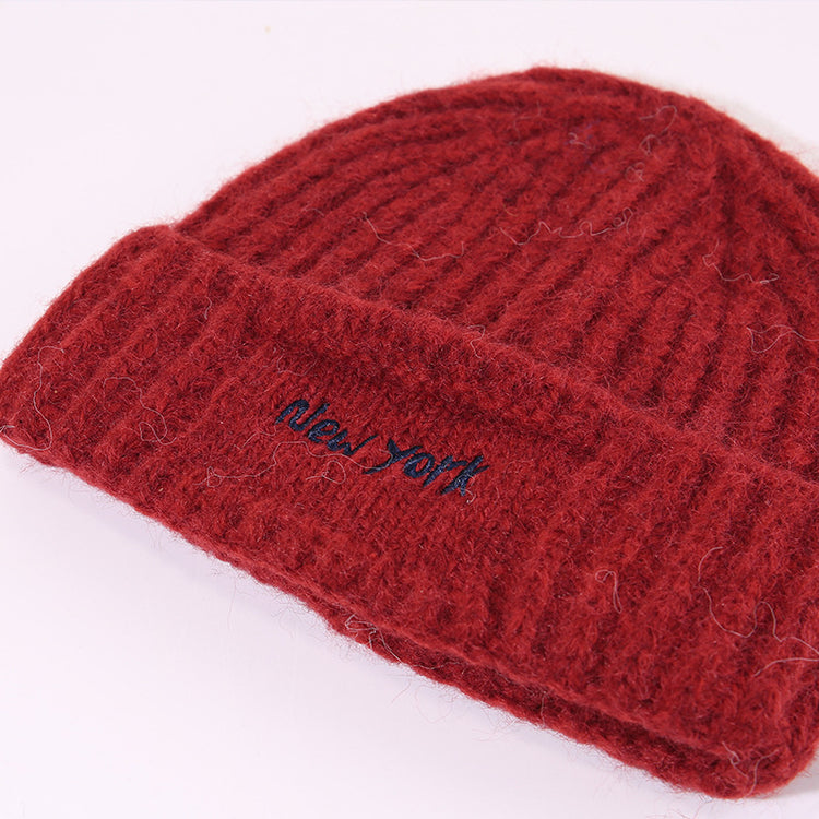 流行帽子｜大頭圍字母刺繡針織毛線帽子女冬季保暖防寒冷帽顯臉小瓜皮包頭帽「C5749」25.10-4