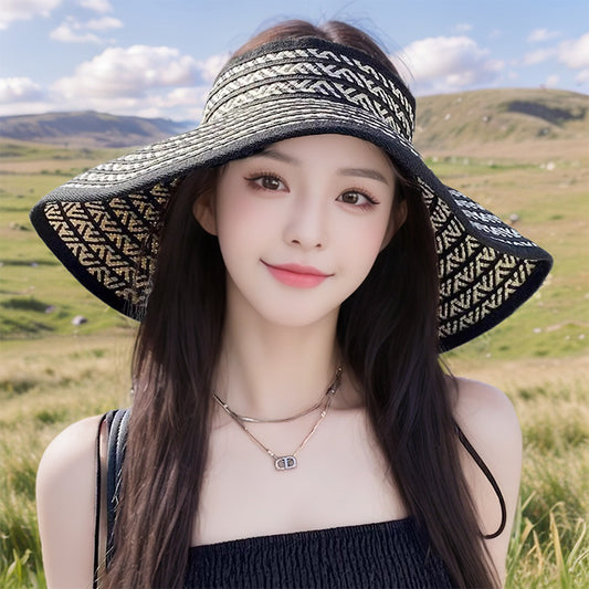 流行帽子 | 大檐可折疊出遊防曬空頂帽子女2025新款夏季遮陽帽防紫外線草帽子「C5351」25.06-4
