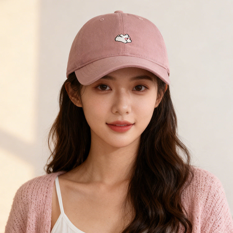 流行帽子｜卡通刺繡鴨舌帽子女2025新款大頭圍顯臉小棒球帽學生情侶遮陽帽男「C5882」25.12-1