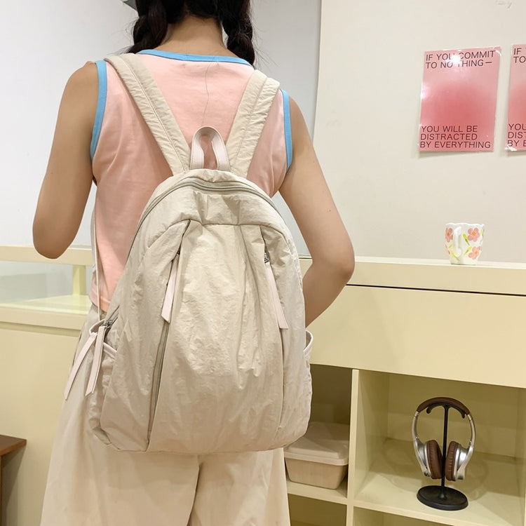 致青春 | 2024年新慵懶風休閒雙肩包女大容量質感外出旅行背包簡約學生書包「2058-128」24.08-2
