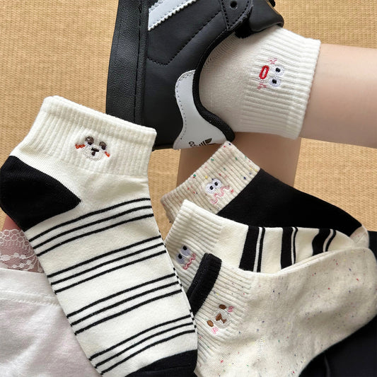 女襪｜襪子女士春夏季薄款吸汗透氣彈力短襪學院風ins潮流運動襪「YK25015」25.07-4
