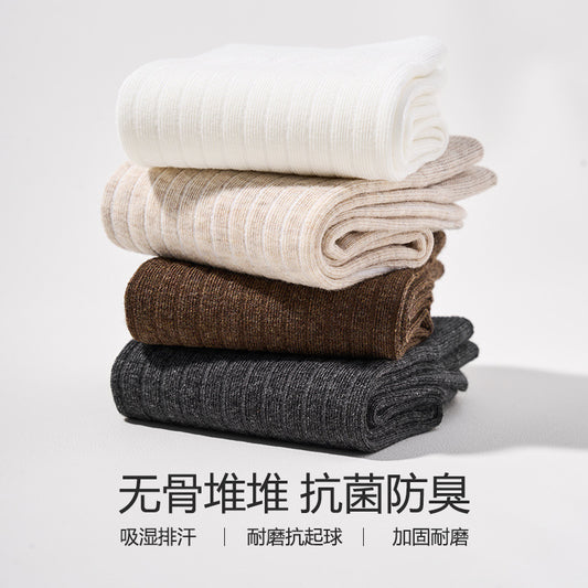 女襪｜竪條顯瘦襪子女加固耐磨抗菌防臭中筒襪吸濕排汗加固耐磨堆堆襪「ZJ24045」24.12-2