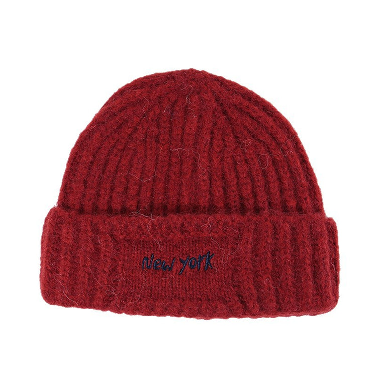 流行帽子｜大頭圍字母刺繡針織毛線帽子女冬季保暖防寒冷帽顯臉小瓜皮包頭帽「C5749」25.10-4