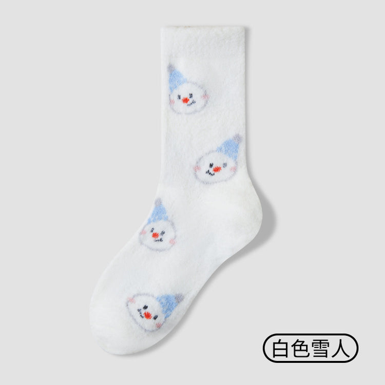 女襪｜軟糯澳絨襪子女冬季加絨加厚蓄熱鎖溫地板襪居家保暖舒適睡眠襪「D5026」25.12-2