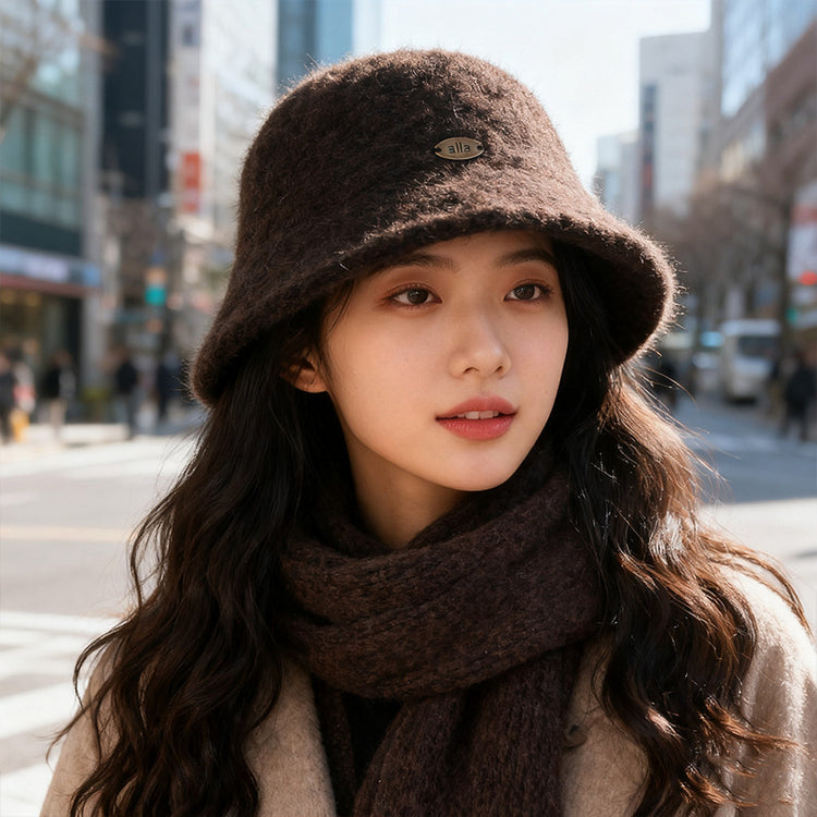 流行帽子｜秋冬新款毛絨漁夫帽子女大頭圍保暖毛絨水桶帽韓版時尚顯臉小盆帽「C5659」25.09-5