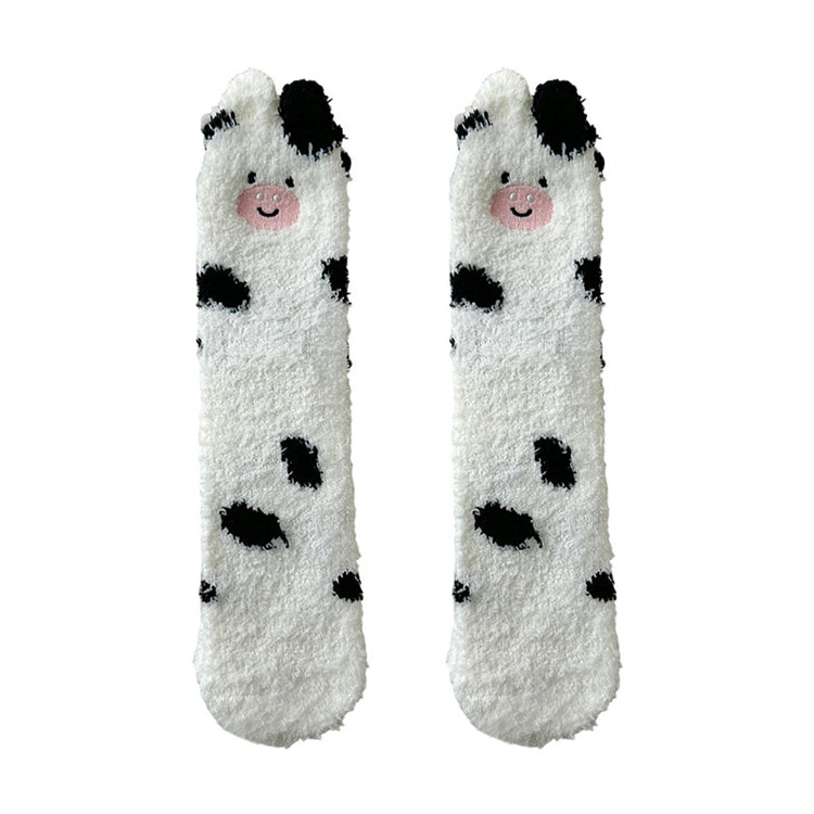 女襪｜冬季襪子女軟糯舒適居家保暖地板襪立體卡通圖案加絨加厚睡眠襪「QZ2578」25.11-2