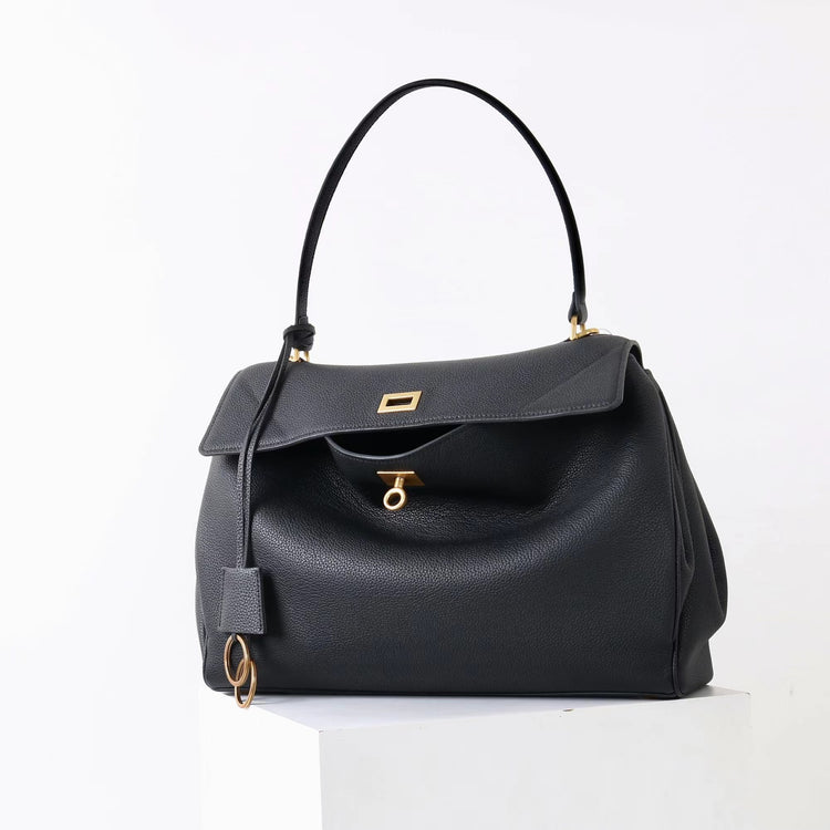 質感真皮｜2025新款togo牛皮B家同款鬆弛感大小號真皮鎖扣手提包單肩斜挎包「X5133 D5134」25.12-1