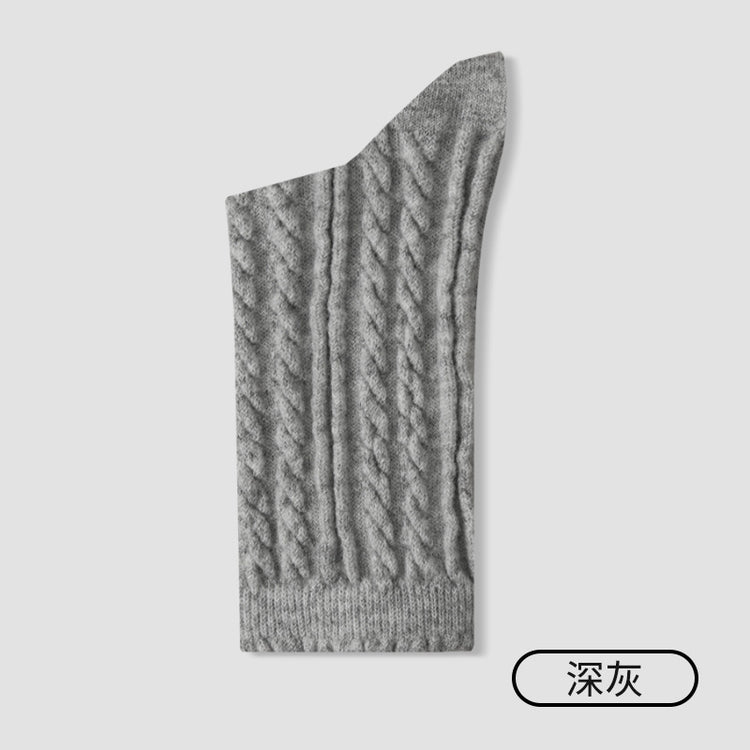 女襪｜襪子女加厚保暖蓄熱鎖溫麻花羊毛襪彈力花邊親膚舒適堆堆襪「M3166」25.10-4