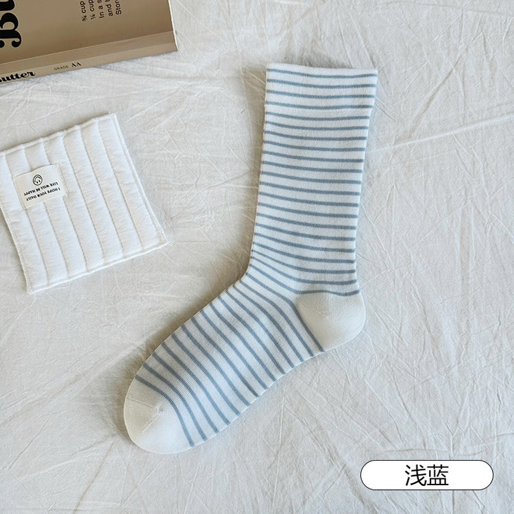 女襪｜條紋襪子女親膚舒適產後哺乳期月子襪彈力無骨吸汗透氣諸暨襪子「SY2519」25.09-4