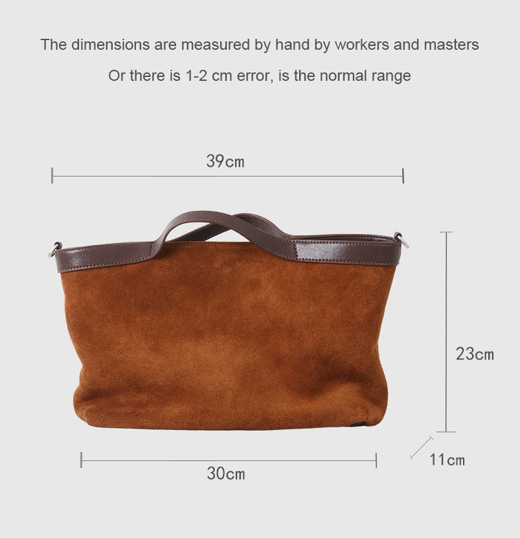 質感真皮｜2025新款復古通勤磨砂牛皮大容量手提包鬆弛感托特包軟皮斜背包「9107」25.11-4