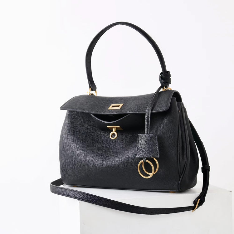 質感真皮｜2025新款togo牛皮B家同款鬆弛感大小號真皮鎖扣手提包單肩斜挎包「X5133 D5134」25.12-1