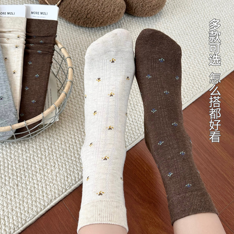 女襪｜襪子女士棉質吸汗透氣彈力無骨中筒襪親膚舒適ins潮堆堆襪「TY148」25.09-3