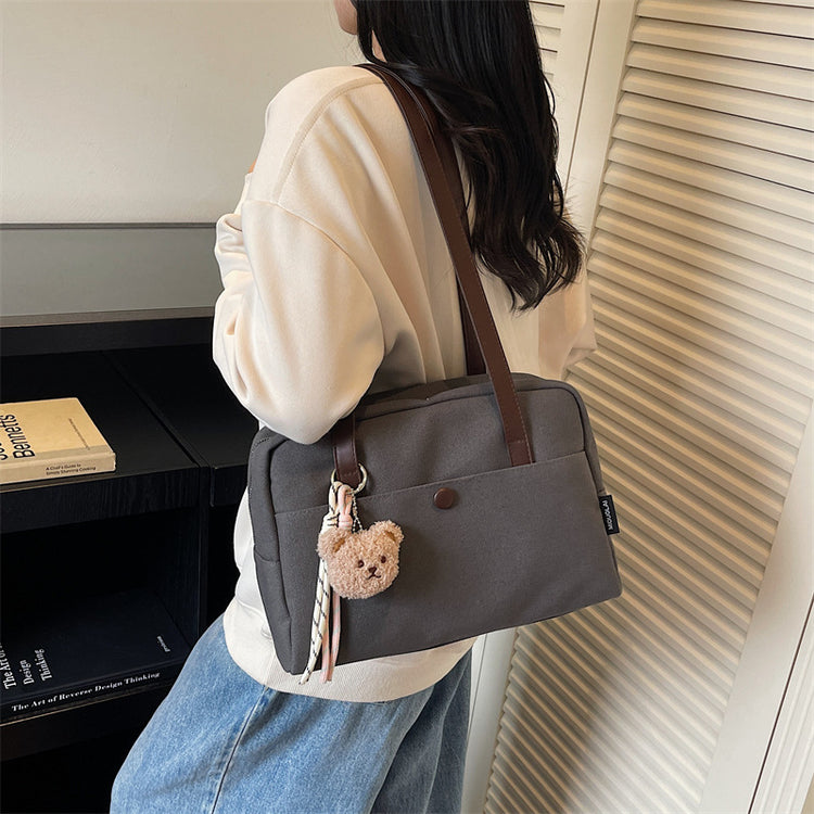 致青春｜大容量帆布包女2025新款復古洋氣單肩包上班通勤托特包「6673-125」25.10-4