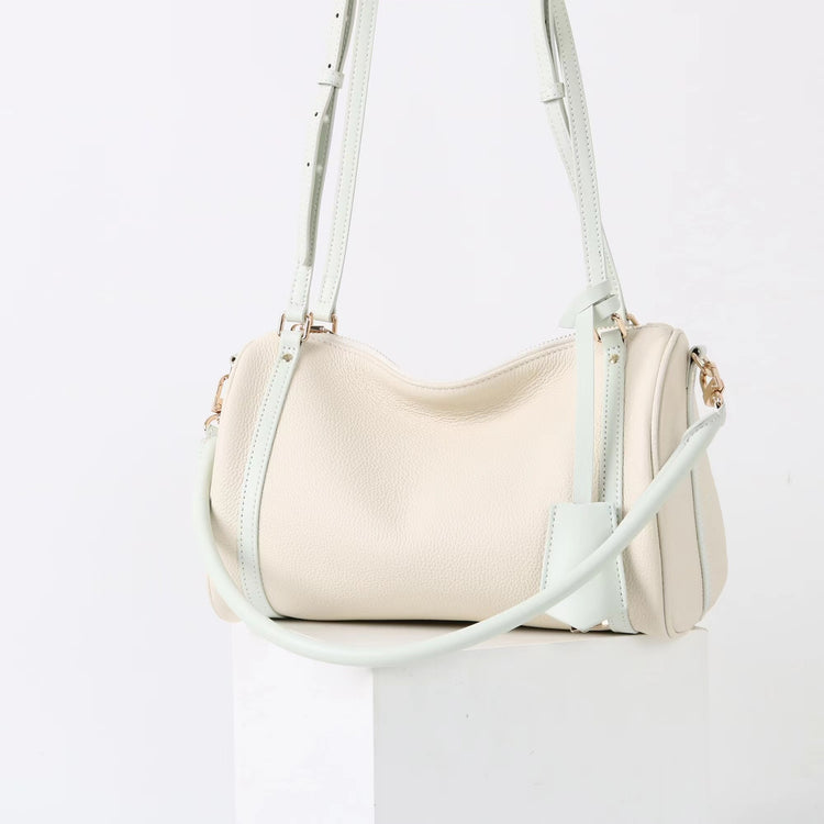 質感真皮｜2025新頭層牛皮保齡球腋下包托特包波士頓枕頭包手提單肩斜挎包「6189」25.11-4