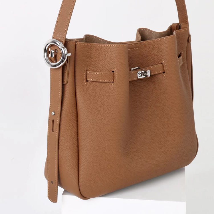 質感真皮｜2025新款頭層牛皮高級感單肩斜背手提水桶包大容量小眾百搭「OS53088」25.11-1