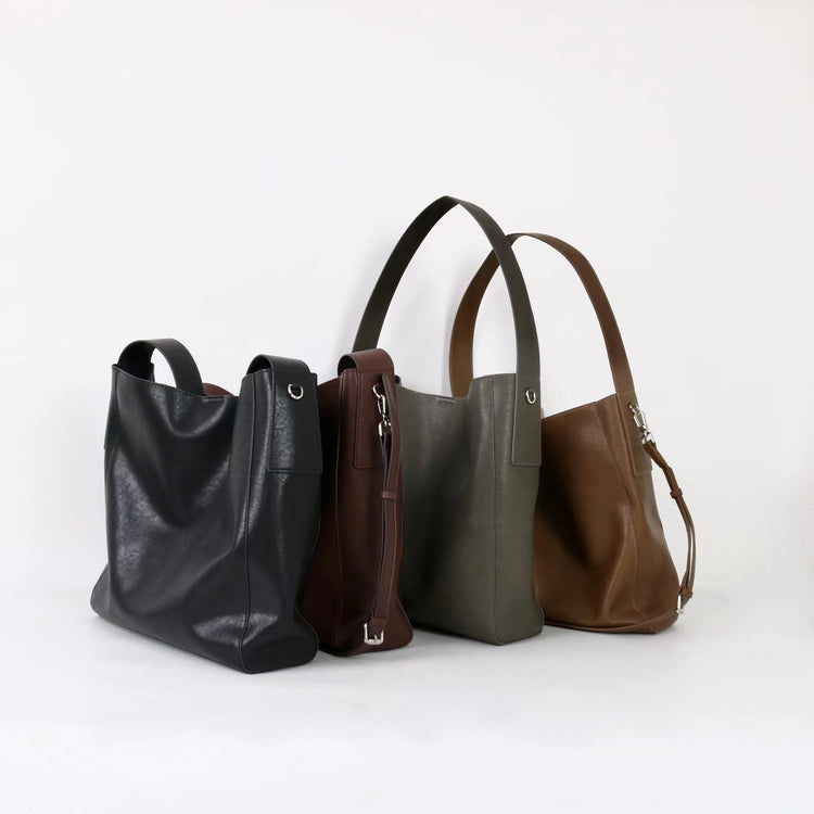 質感真皮｜2025新款高質感軟牛皮慵懶大容量通勤休閒斜挎包托特包時尚單肩腋下包「OS83316」25.10-4