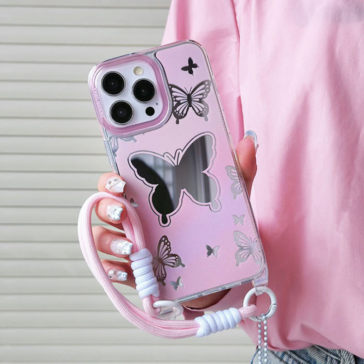 手機殼｜ins風iPhone14pro適用蘋果15掛繩鏡面手機殼13promax批發12「WM0634」24.07