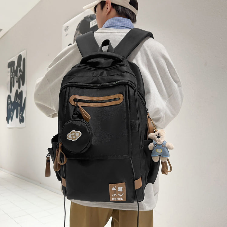 致青春｜簡約百搭學生書包女大容量休閒旅行雙肩包潮流設計感百搭雙肩背包「6017-142」25.12-2