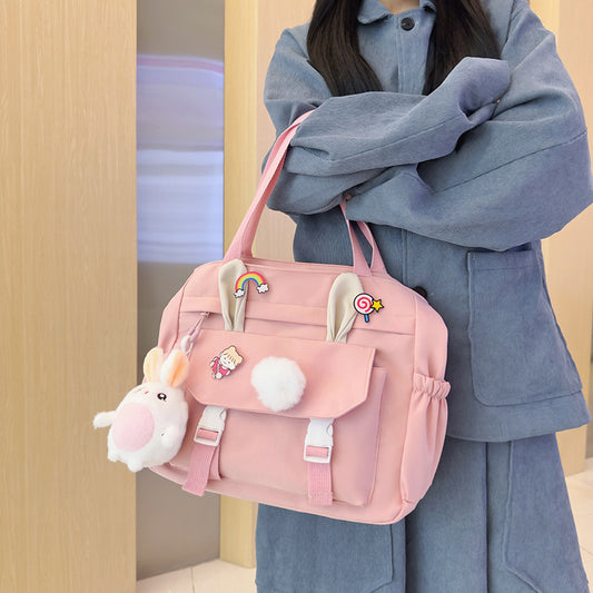 致青春｜大容量包包女斜挎2025新款單肩包少女學生可愛兔耳朵高中生肩背包「802-119」25.10-2