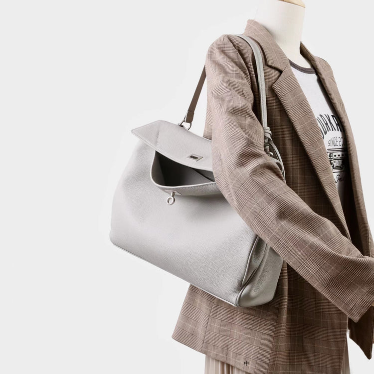 質感真皮｜2025新款togo牛皮B家同款鬆弛感大小號真皮鎖扣手提包單肩斜挎包「X5133 D5134」25.12-1