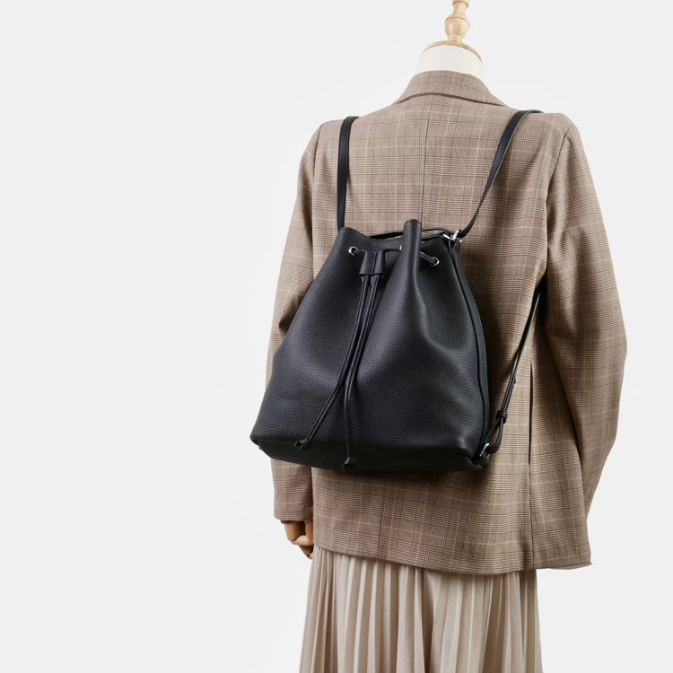 質感真皮｜2025新款時尚歐美氣質頭層牛皮雙肩水桶包百搭斜挎單肩斜挎高級感「7061」25.11-1